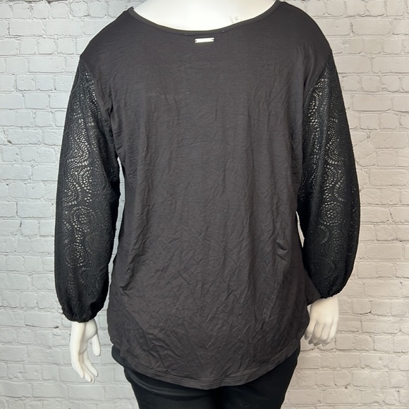 Michael Kors Black Crochet Long Sleeve Top Plus Size 1X - Picture 3 of 7